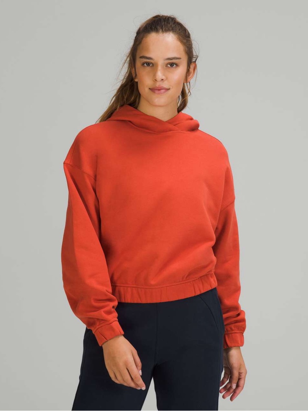 Size 4 Lululemon Relaxed Cropped Hoodie Canyon Orange Athleisure Lounge Active
